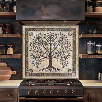 Rooted Bloom Tempered Glass Backsplash –  Tree of Life Kitchen Backsplash