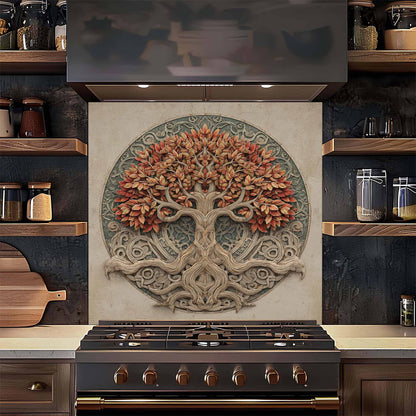 Autumn Glory Tempered Glass Backsplash – Tree of Life Kitchen Backsplash