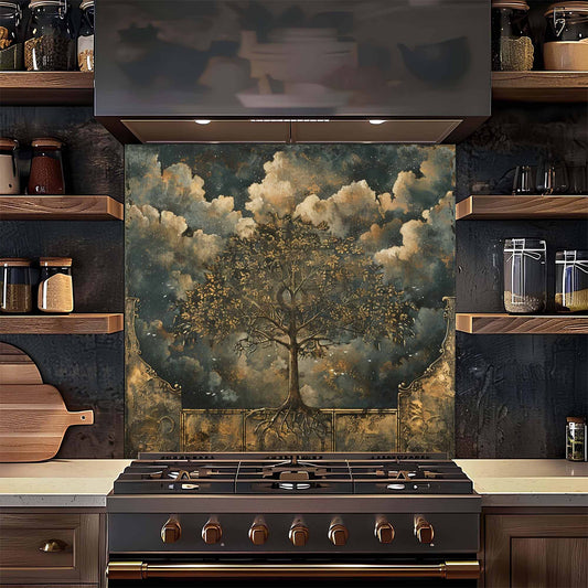 Tempered Glass Backsplash – Dramatic Tree of Life Kitchen Backsplash