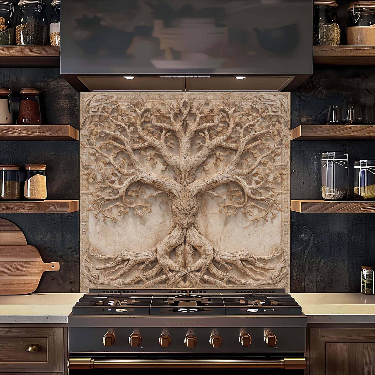 Sacred Unity Tempered Glass Backsplash – Behind Stove Backsplash
