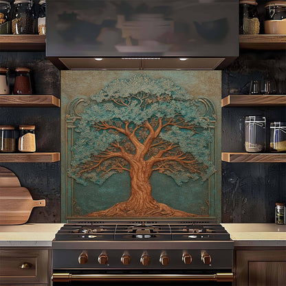 Emerald Canopy Tempered Glass Backsplash – Tree of Life Kitchen Backsplash