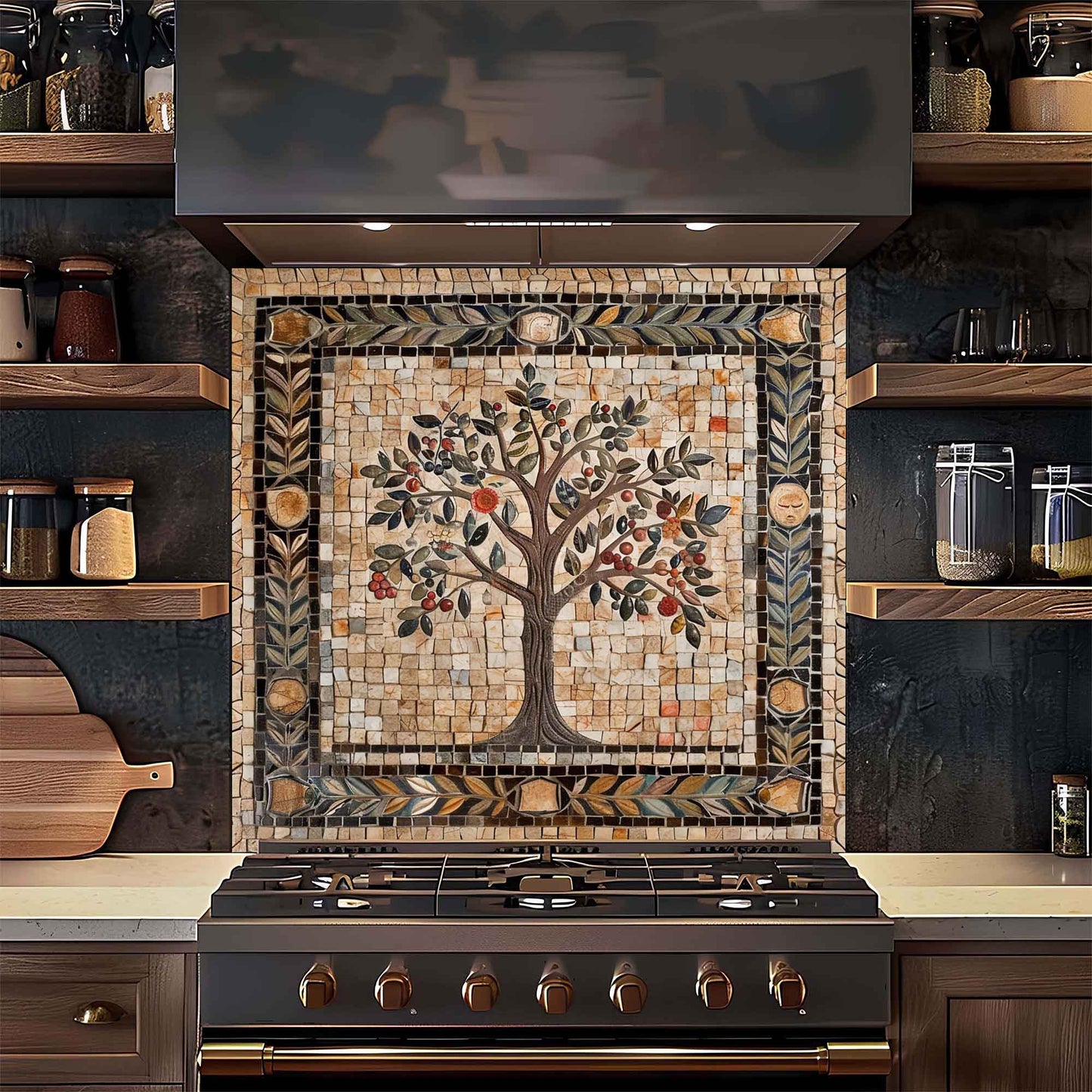 Fruit Mosaic Tempered Glass Backsplash –  Tree of Life Kitchen Backsplash