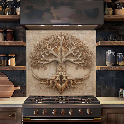 Stone Root Tempered Glass Backsplash – Tree of Life Kitchen Backsplash