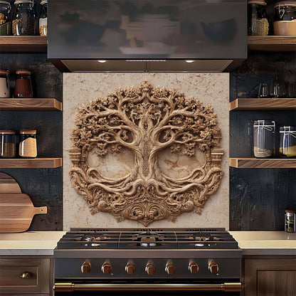 Ornate Tree Tempered Glass Backsplash – Tree of Life Kitchen Backsplash