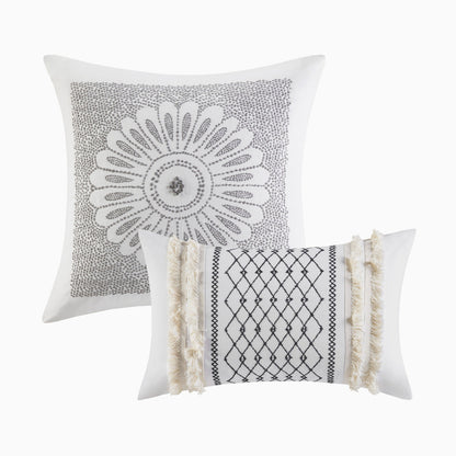 King/Cal King Cotton Printed Duvet Cover Set with Chenille