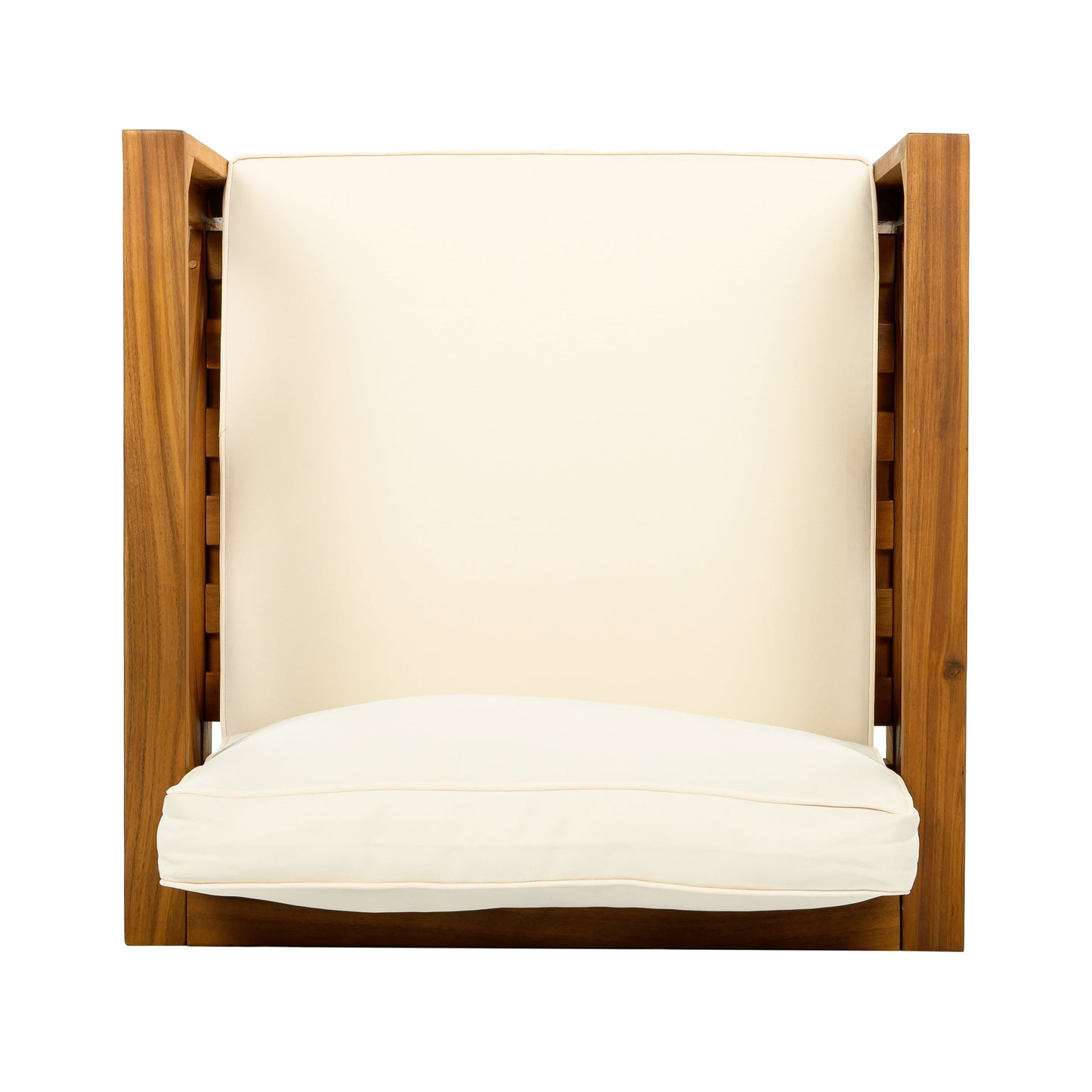 Patio Conversation Set with Foldable Acacia Wood Side Table and Cushions