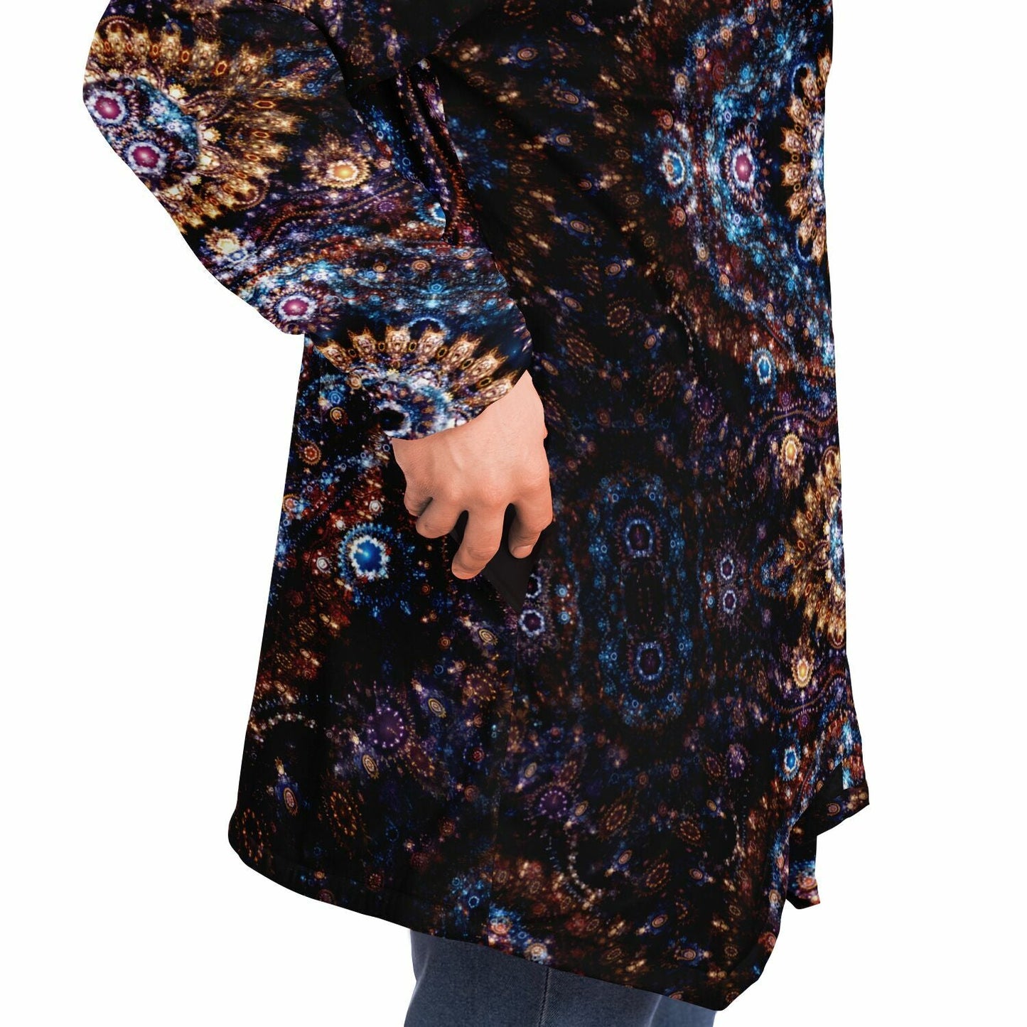 Cosmic Plane Cuddle Cloak | Unisex Minky Sherpa Lined Hooded Coat | Women and Mens Festival Coat | Mountain Fashion