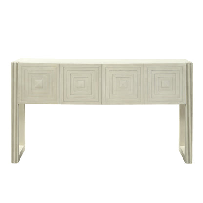 Geometric Carved Console Table with 3 Soft-Close Drawers