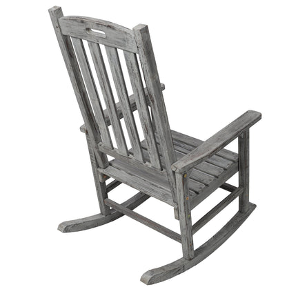 Wooden Oversized Porch Rocker Chair With Wide Seat and Tall Backrest
