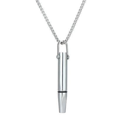 Breathing Resistance Whistle Necklace Round Tube Built-in Cotton Core