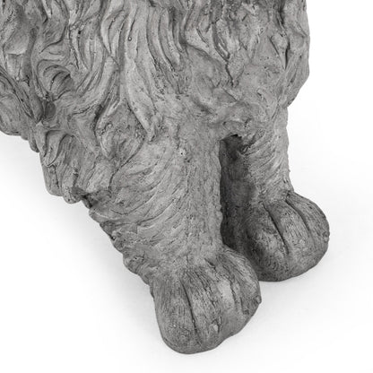 Charming Cocker Spaniel Dog Statue Bench Gray Magnesium Oxide