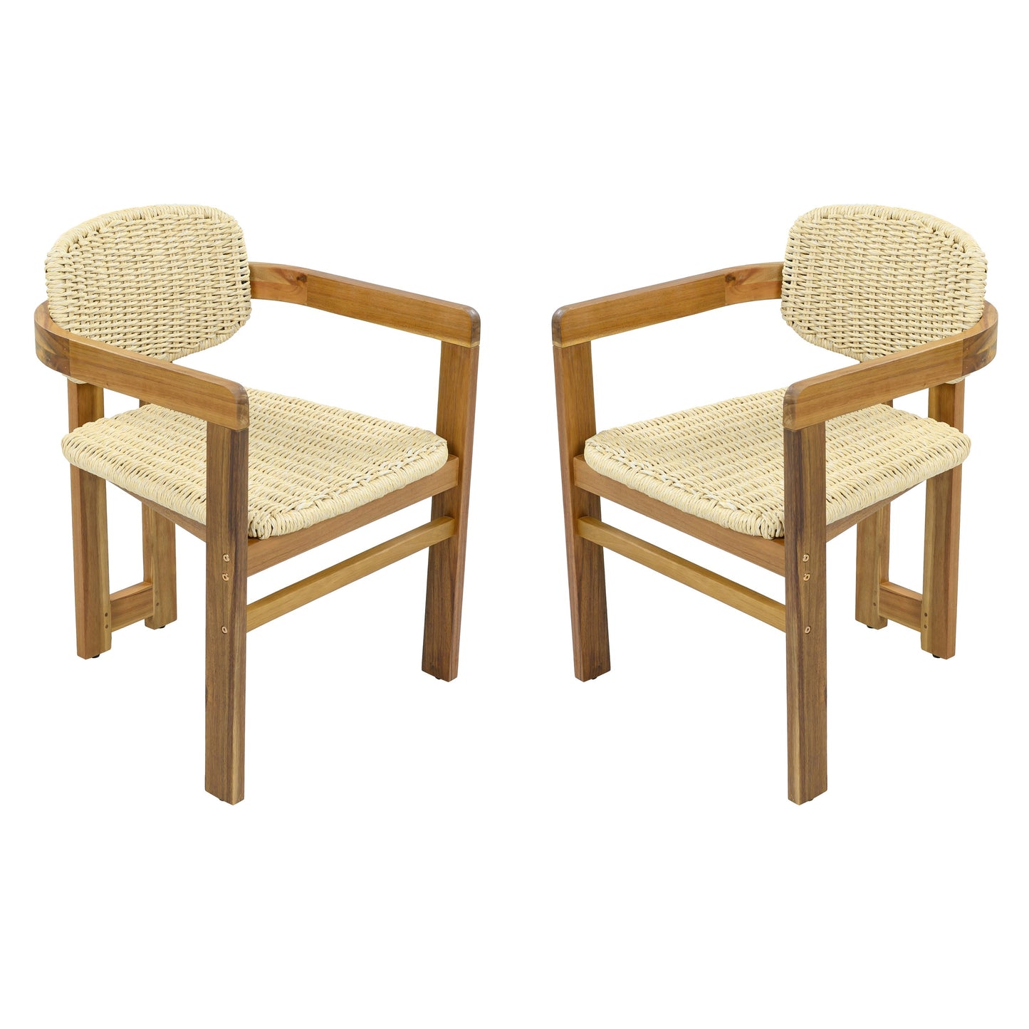 Outdoor Woven Rattan Chair Set Two Accent Chairs