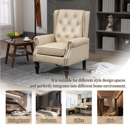 Modern Accent Chair Lounge Chair with Sturdy Wood Legs in Camel PU Leather