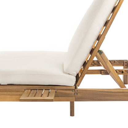TREXM 5-Position Adjustable Backrest Double Chaise Lounge Outdoor