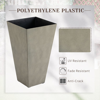 Outsunny Set of 3 Tall Planters with Drainage Hole, Gray