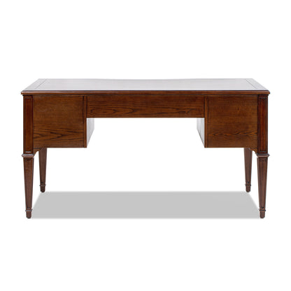 Dauphin Gold Accent 5-Drawer Wood Executive Desk Dark Walnut Ash Wood & Veneer