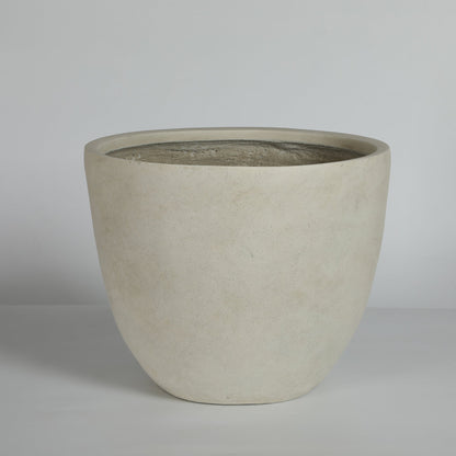 Round Concrete Planter Set of 2, Large Outdoor Indoor Handmade Rustic Decorative Planter Pots with Drainage Holes