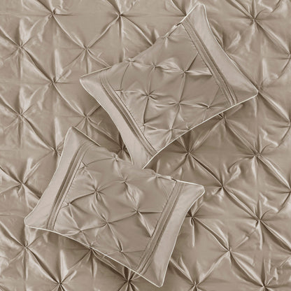7 Piece Tufted Comforter Set Taupe California King