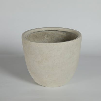 Round Concrete Planter Set of 2, Large Outdoor Indoor Handmade Rustic Decorative Planter Pots with Drainage Holes
