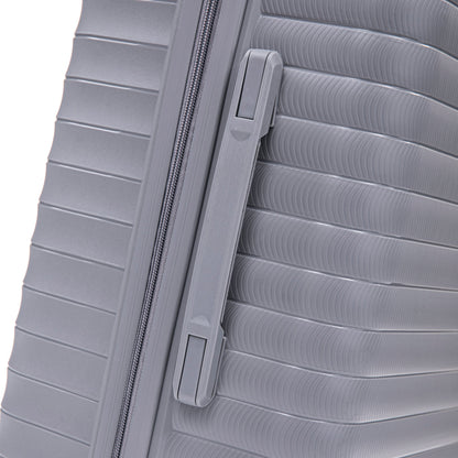 4-Piece PP Spinner Wheel Luggage Set with Cosmetic Case, Light Gray