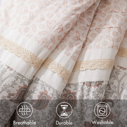 9 Piece Cotton Percale Comforter Set Blush