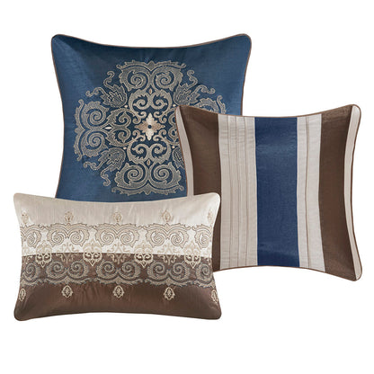 Cal King 7 Piece Jacquard Comforter Set with Throw Pillows