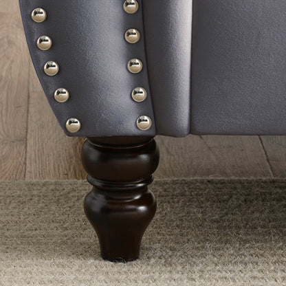 80" Grey Velvet Chesterfield Sofa