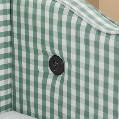 Cozy Gingham Daybed with Trundle Twin Size Sofa Bed No Box Spring Needed