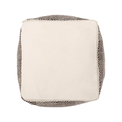 Barracuda Handcrafted Cotton Pouf With Chevron Pattern - Brown / Beige