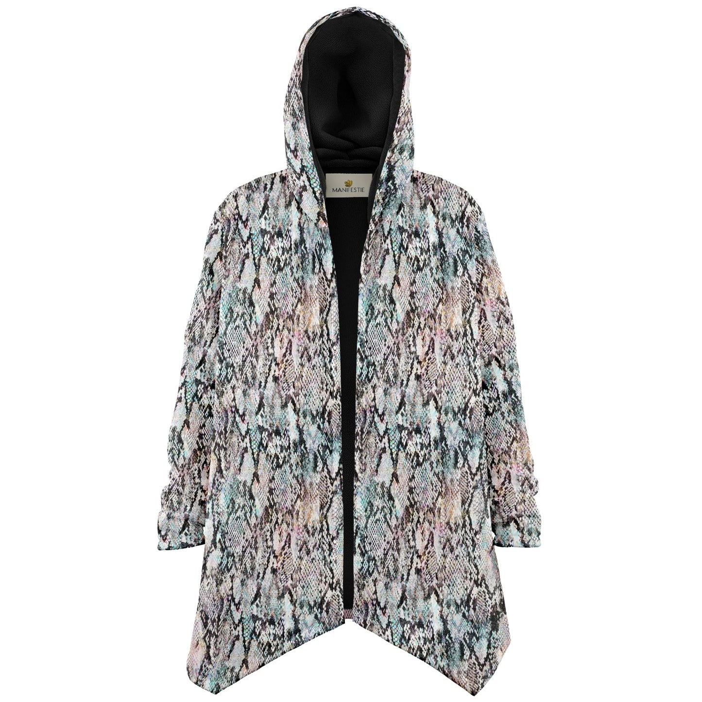 Prism Python Cuddle Cloak | Unisex Minky Sherpa Hooded Coat | Women and Mens Festival Coat | Mountain Fashion