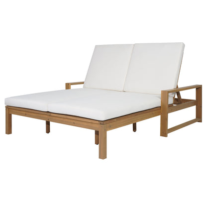 TREXM Outdoor Double Lounge Chair with 5-Position Adjustable Backrest