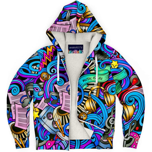 Music Is Life Premium Sherpa Lined Zip Hoodie