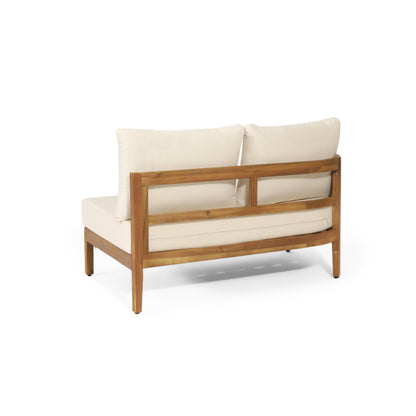 Crowne 4-Pcs Sofa Conversation Set with Beige Cushion, Teak