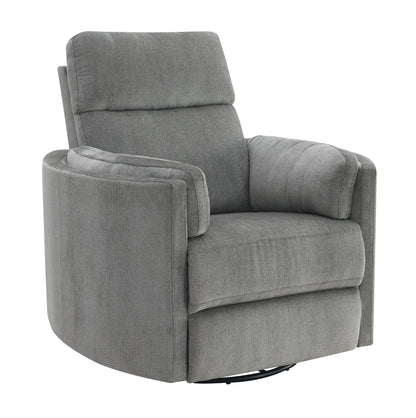 Sagen Charcoal Chenille Glider Recliner with Swivel