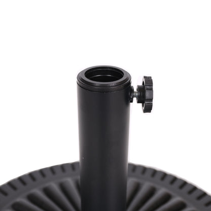 Black Rock Resin Outdoor Umbrella Base with Steel Support in Black Finish