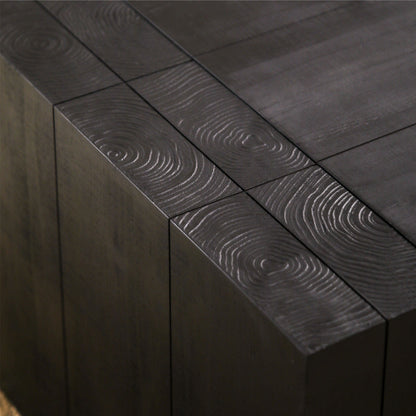 Modern Black Solid Wood Coffee Table, 49in Rectangular