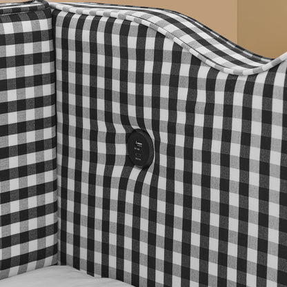 Cozy Gingham Daybed with Trundle Twin Size Sofa Bed