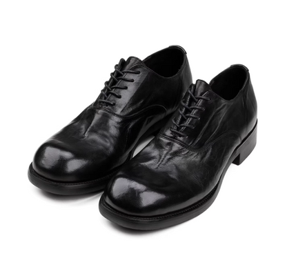 Elegant Leather Commuter Shoes In Smoked Cowhide