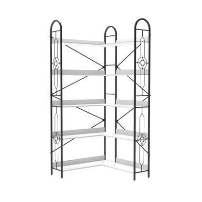 Industrial Style Corner Bookshelf With Thickened Iron Frame