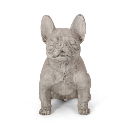Dog Garden Sculpture, Outdoor French Bulldog Garden Statue, Rustic White
