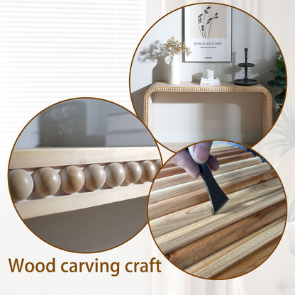 59in Console Table with Wood Beads and Curved Waterfall-Style Frame