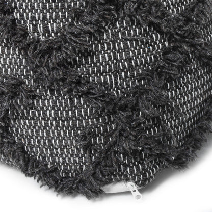 Jumanji Handcrafted Wool and Cotton Pouf - Brown