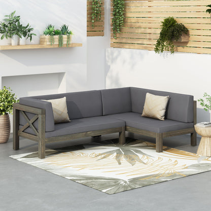 Aura 2 Piece Outdoor Set With X Back Left Bench And Corner - Dark Gray
