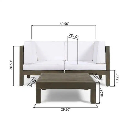 Oana 3 Piece Loveseat Set with Coffee Table