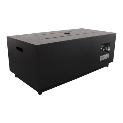 Modern Steel Outdoor Fire Pit Table with Lid, Black
