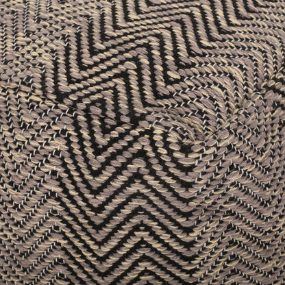 Barracuda Handcrafted Cotton Pouf With Chevron Pattern - Brown / Beige