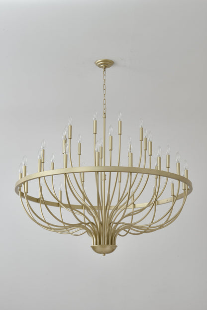 36-Light Gold Industrial Iron Candle Chandelier