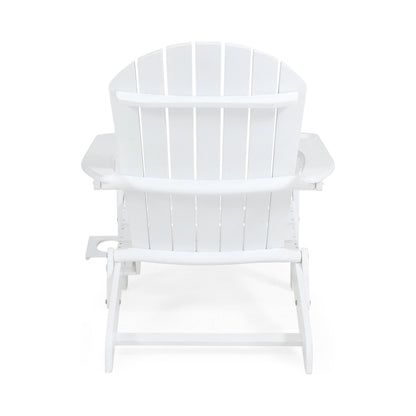Zenithia Outdoor Foldable Adirondack Chair with 2 Cup Holders, White