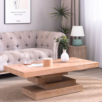Modern Rustic Coffee Table – Rectangular Wood Center Table