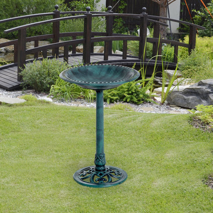 Outsunny 28'' Bird Bath Outdoor Resin Decor with Fleur De Lis Pattern